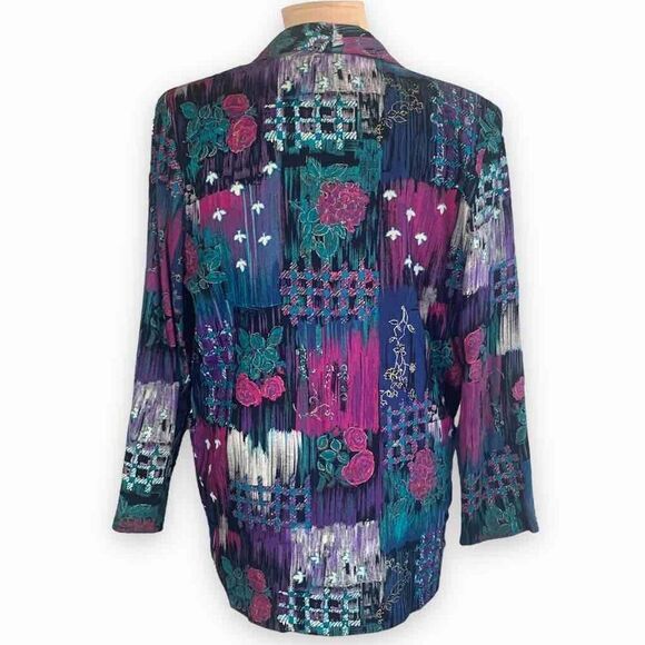 Vintage Kensington Square Blazer Jacket Colorful Abstract Floral Geometric Print - Picture 7 of 14
